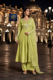 A Line Kurti With Plazo And Dupatta Set